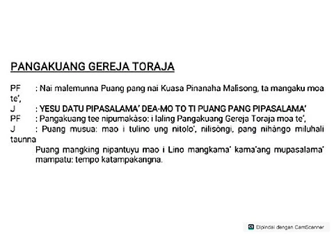 Pengakuan iman Gereja Toraja